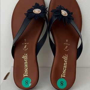Toscanella Navy Floral Women's Sandals